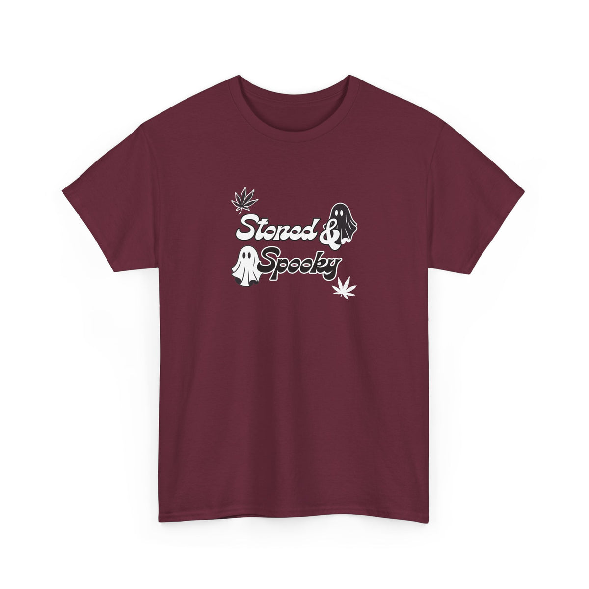 "Stoned & Spooky" Halloween T-Shirt | Retro Ghost Graphic Tee | Funny Spooky Season Shirt | Unisex Fall Streetwear | Highly Motivated Designs