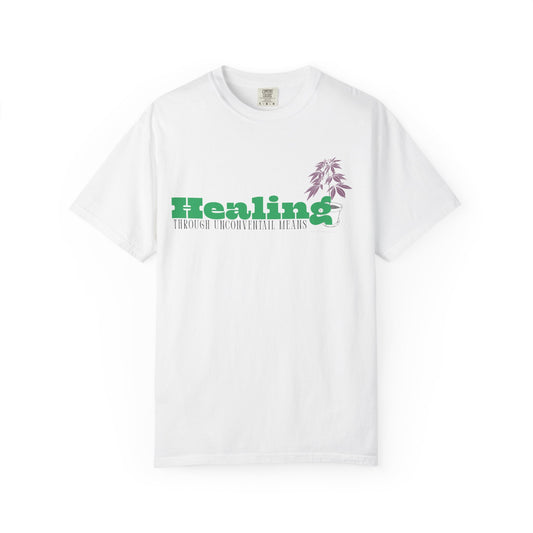 "Healing Through Unconventional Means" Shirt – Comfort Colors Tee, Botanical Graphic T-Shirt, Nature Aesthetic Streetwear, Unisex Garment-Dyed Shirt