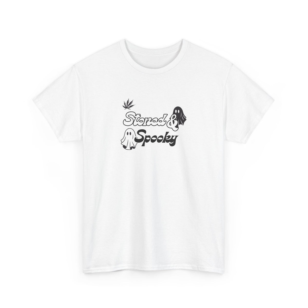 "Stoned & Spooky" Halloween T-Shirt | Retro Ghost Graphic Tee | Funny Spooky Season Shirt | Unisex Fall Streetwear | Highly Motivated Designs