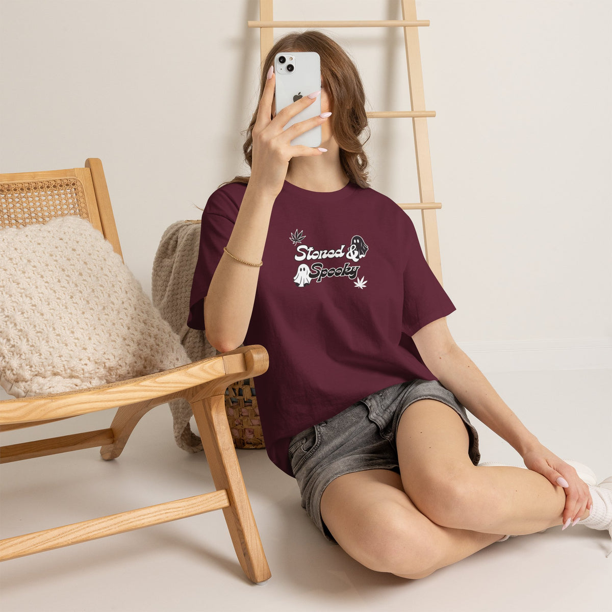 "Stoned & Spooky" Halloween T-Shirt | Retro Ghost Graphic Tee | Funny Spooky Season Shirt | Unisex Fall Streetwear | Highly Motivated Designs