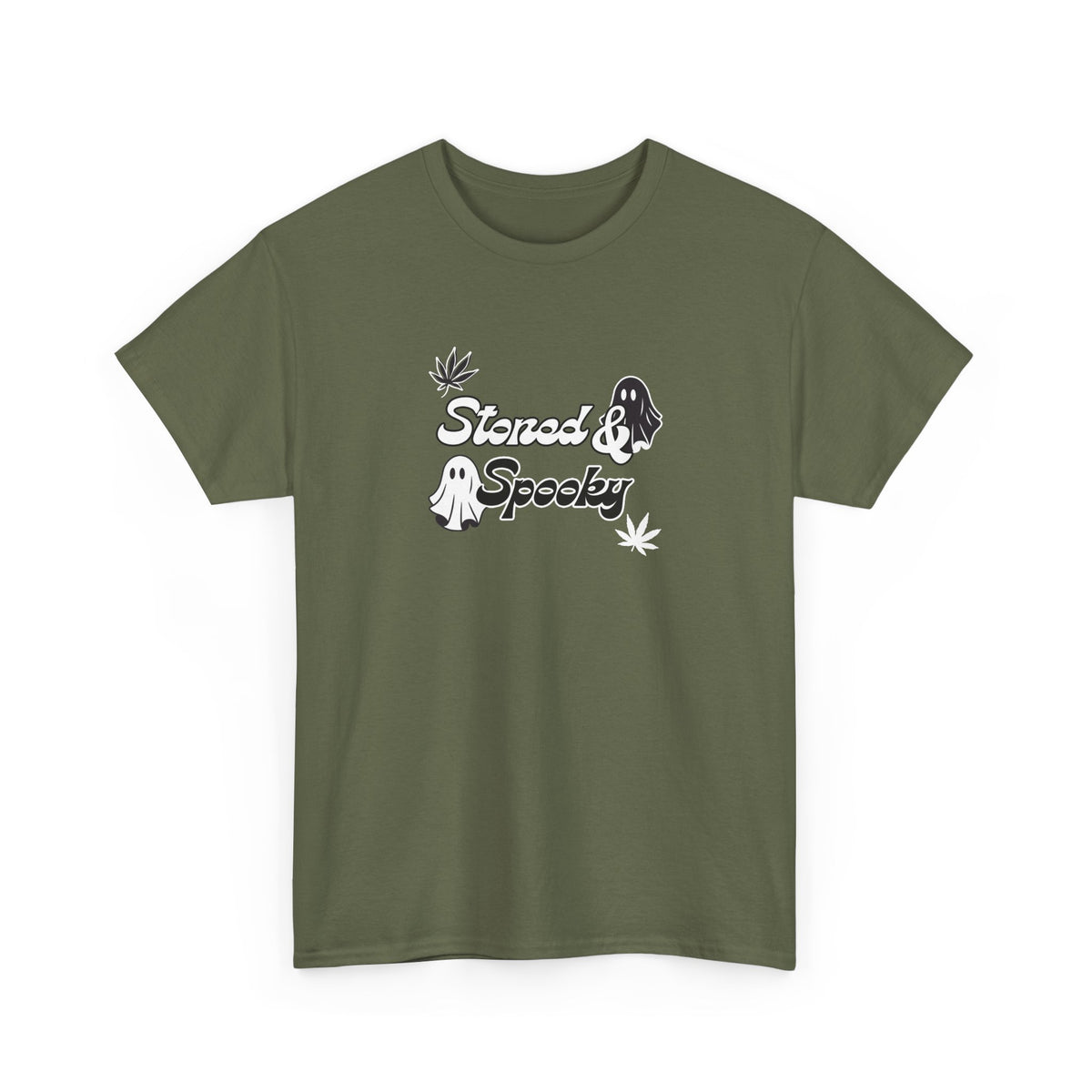 "Stoned & Spooky" Halloween T-Shirt | Retro Ghost Graphic Tee | Funny Spooky Season Shirt | Unisex Fall Streetwear | Highly Motivated Designs