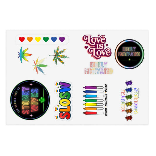"PRIDE" HMD & SLOSW Pride 2026 Sticker Sheet | Rainbow Vinyl Decal Collection