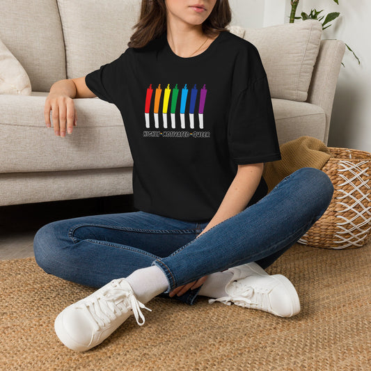 "PRIDE" Highly Motivated Queer T-Shirt | LGBTQIA+ Rainbow Graphic Tee | Colorful Unisex Streetwear Shirt | Pride Month Apparel | Highly Motivated Designs