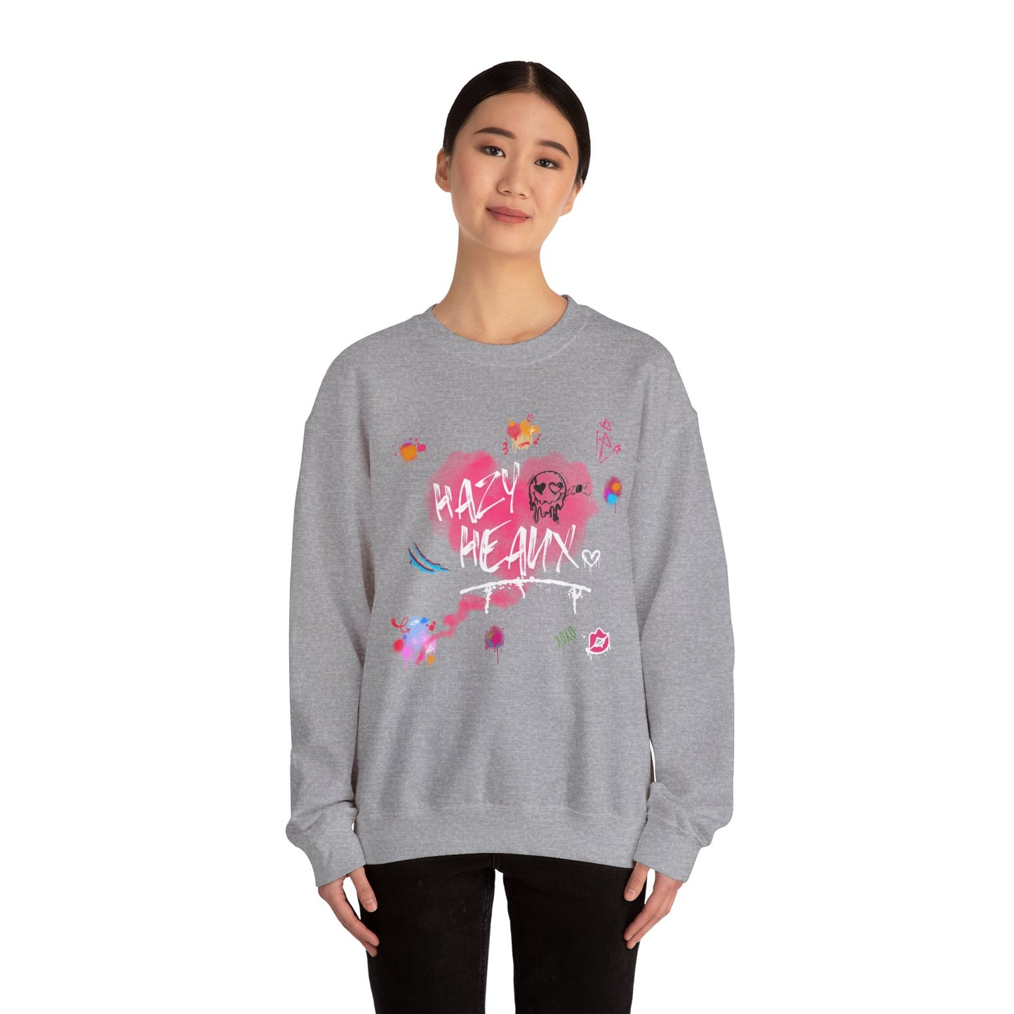 Graffiti Crewneck Sweatshirt - 'Hazy Heaux' Urban Style - Unisex Heavy Blend™