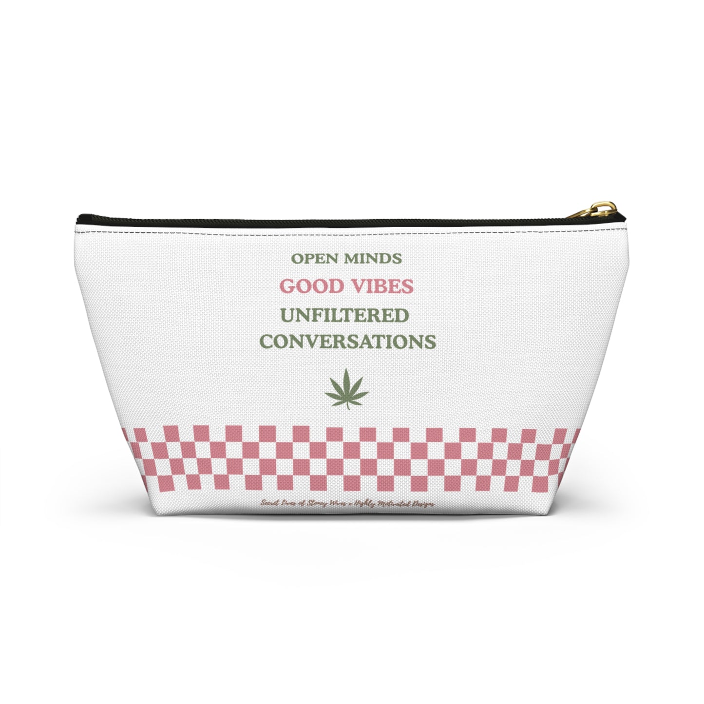 "SLOSW" Unfiltered Conversations Pouch | The Secret Lives Of Stoney Wives Podcast Merch | Pink Checkerboard Weed Accessory Bag