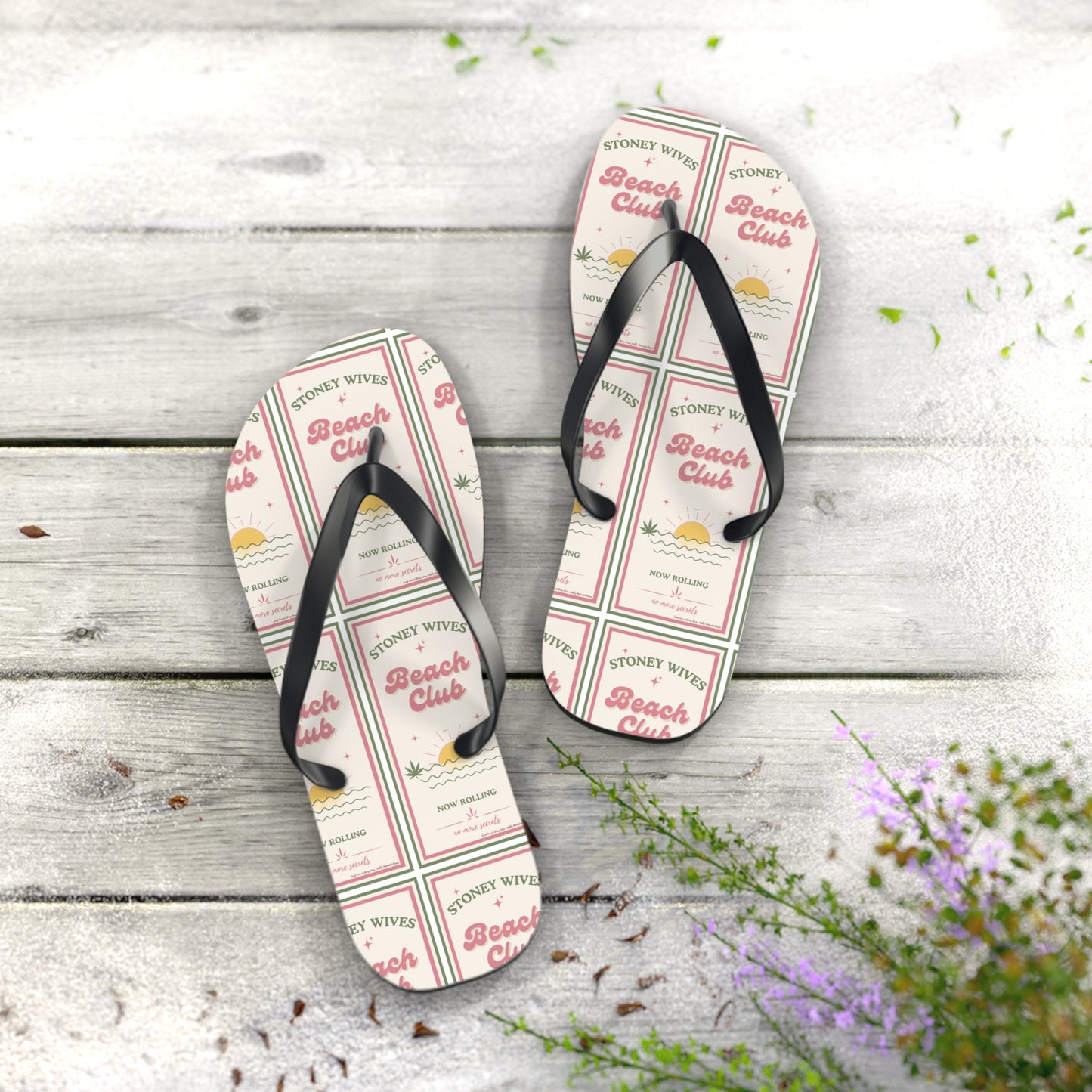 "SLOSW"  Stoney Wife Summer Sandals | The Secret Lives Of Stoney Wives Podcast Merch | Retro Flip Flops | Beach Footwear | Cushioned Summer Slides | Shoes