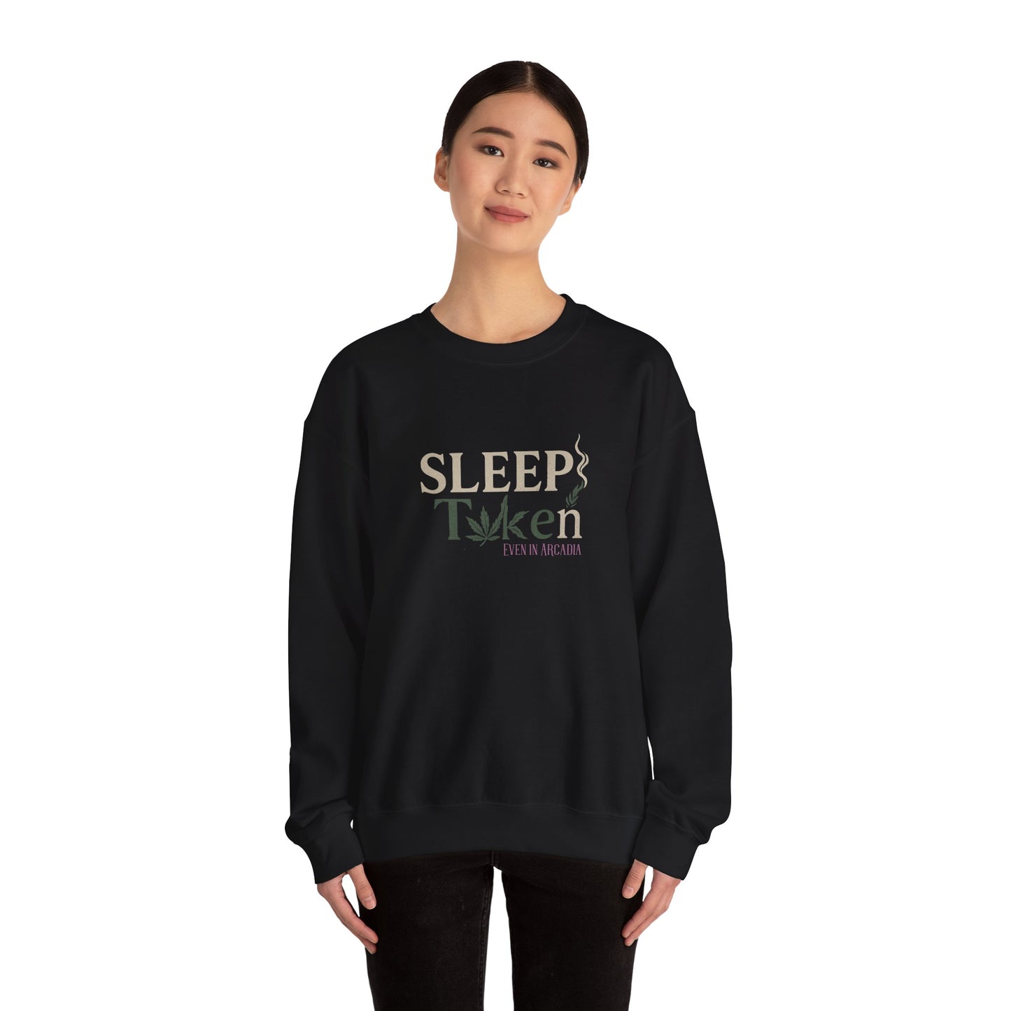 Sleep Token Unisex Heavy Blend™ Crewneck Sweatshirt with Cannabis Design