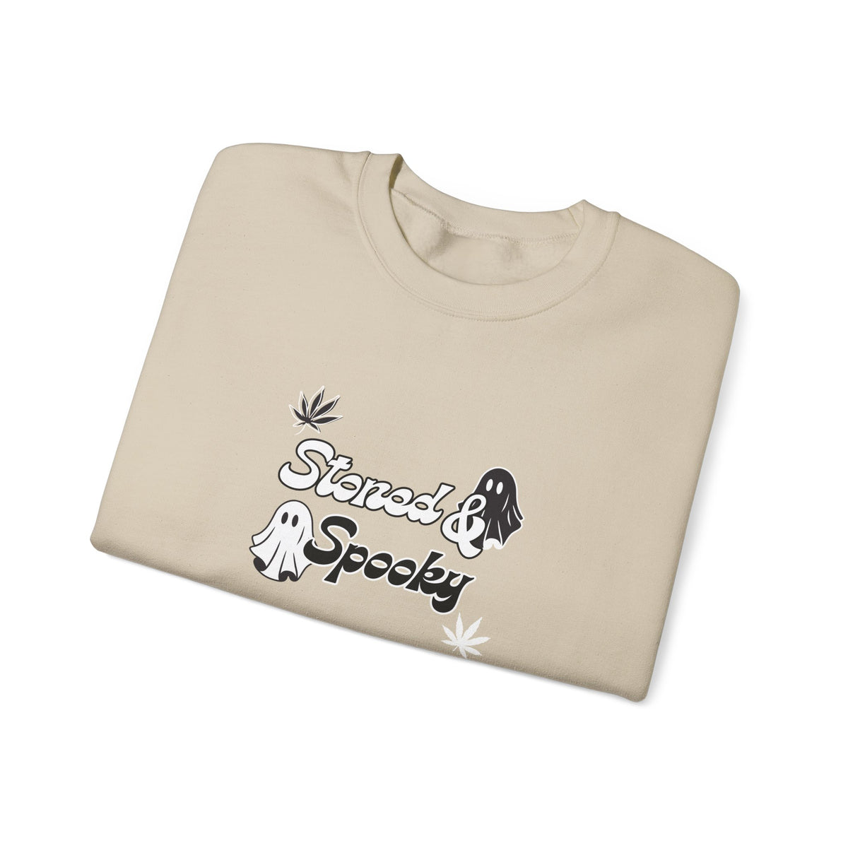 "Stoned & Spooky" Halloween Sweatshirt | Retro Ghost Graphic Crewneck | Cozy Fall Streetwear Pullover | Funny Spooky Season Sweater | Highly Motivated Designs