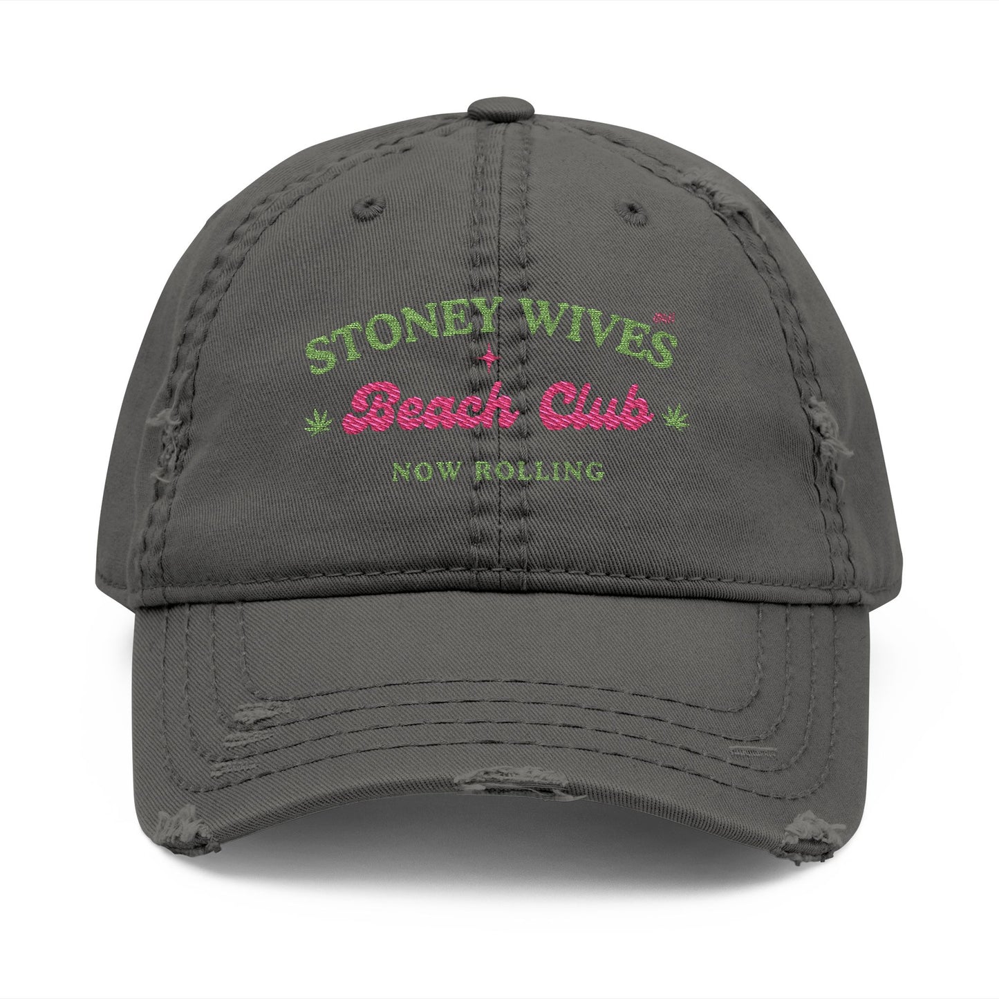 "SLOSW" Stoney Wives Beach Club Distressed Dad Hat | Embroidered Distressed Baseball Cap | The Secret Lives of Stoney Wives Podcast Merch