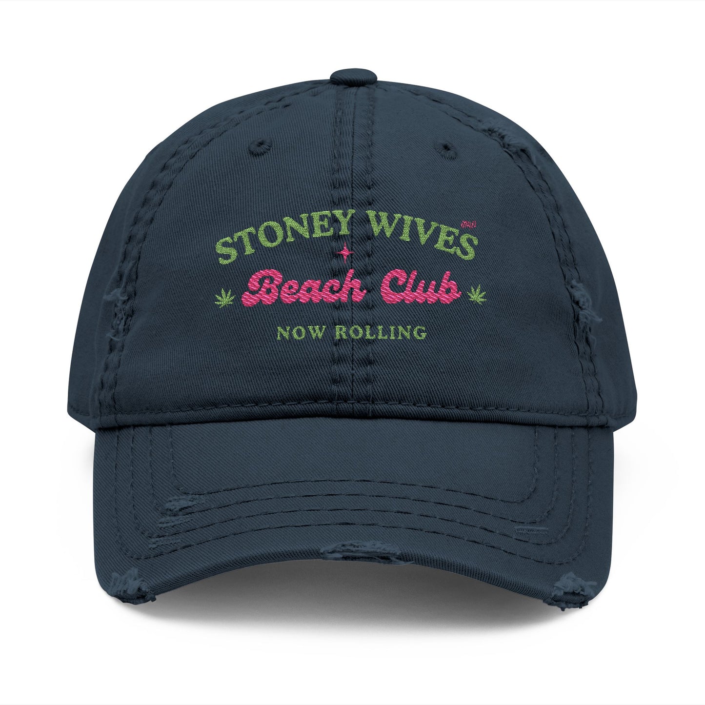 "SLOSW" Stoney Wives Beach Club Distressed Dad Hat | Embroidered Distressed Baseball Cap | The Secret Lives of Stoney Wives Podcast Merch