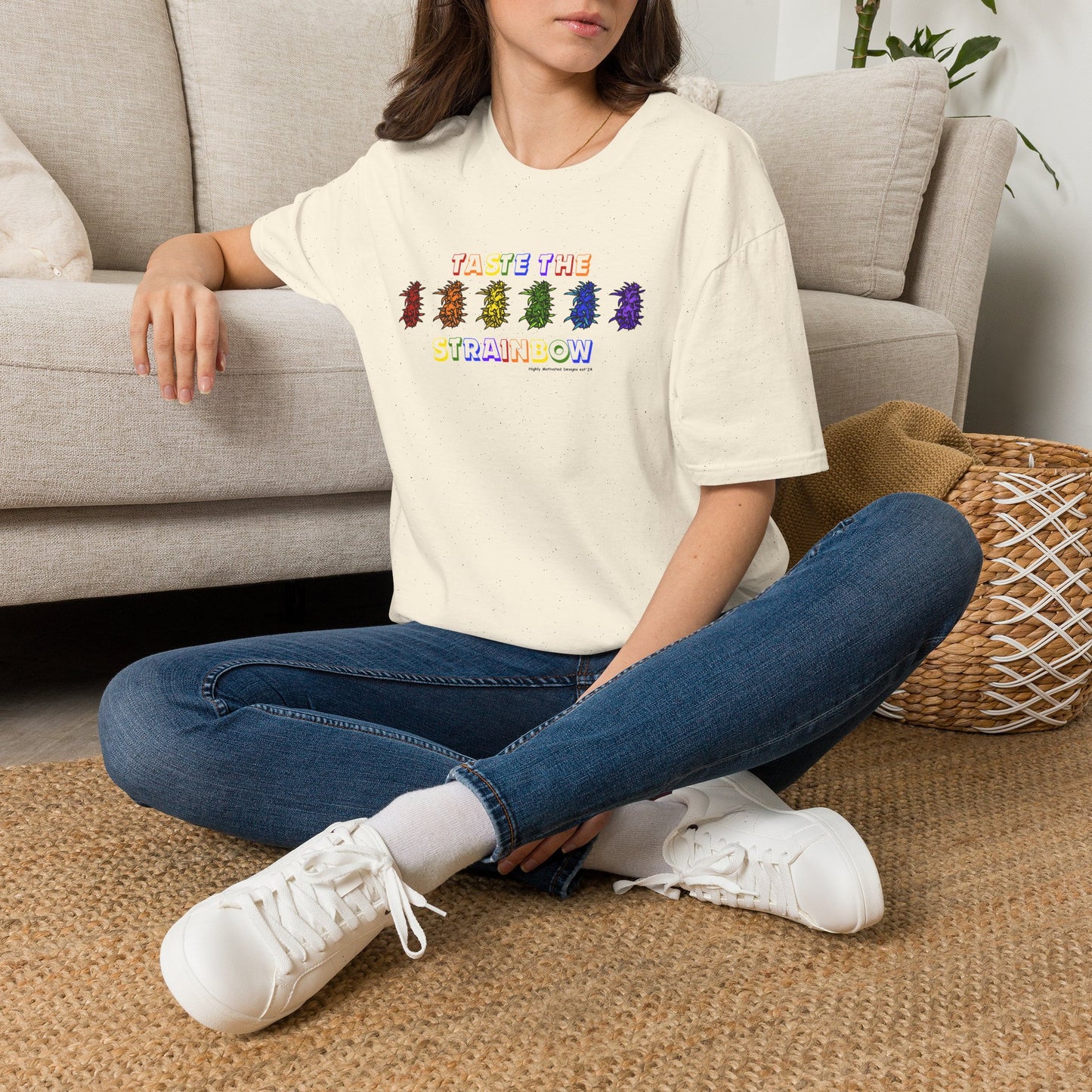 "PRIDE" Taste The Strainbow T-Shirt | Rainbow Graphic Tee | Colorful LGBTQIA+ Pride Shirt | Retro Festival Streetwear | Highly Motivated Designs