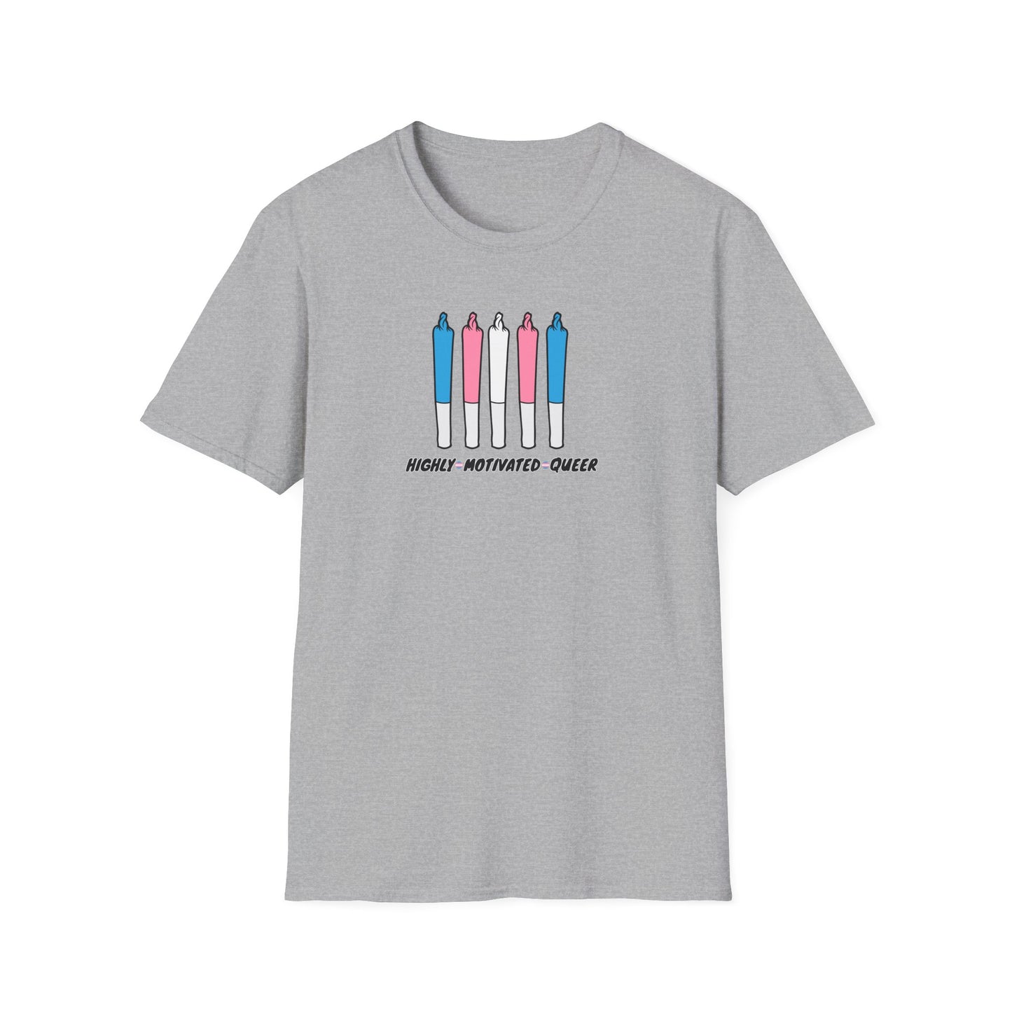 "PRIDE" Highly Motivated Queer Trans Pride T-Shirt | Trans Flag Graphic Tee | LGBTQIA+ Rainbow Streetwear Shirt | Pride Collection Apparel | Highly Motivated Designs