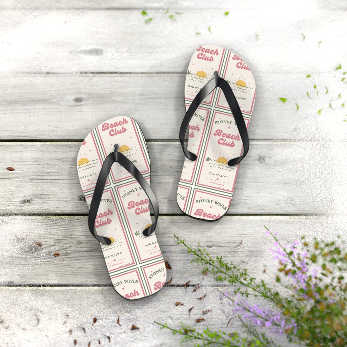 "SLOSW"  Stoney Wife Summer Sandals | The Secret Lives Of Stoney Wives Podcast Merch | Retro Flip Flops | Beach Footwear | Cushioned Summer Slides | Shoes