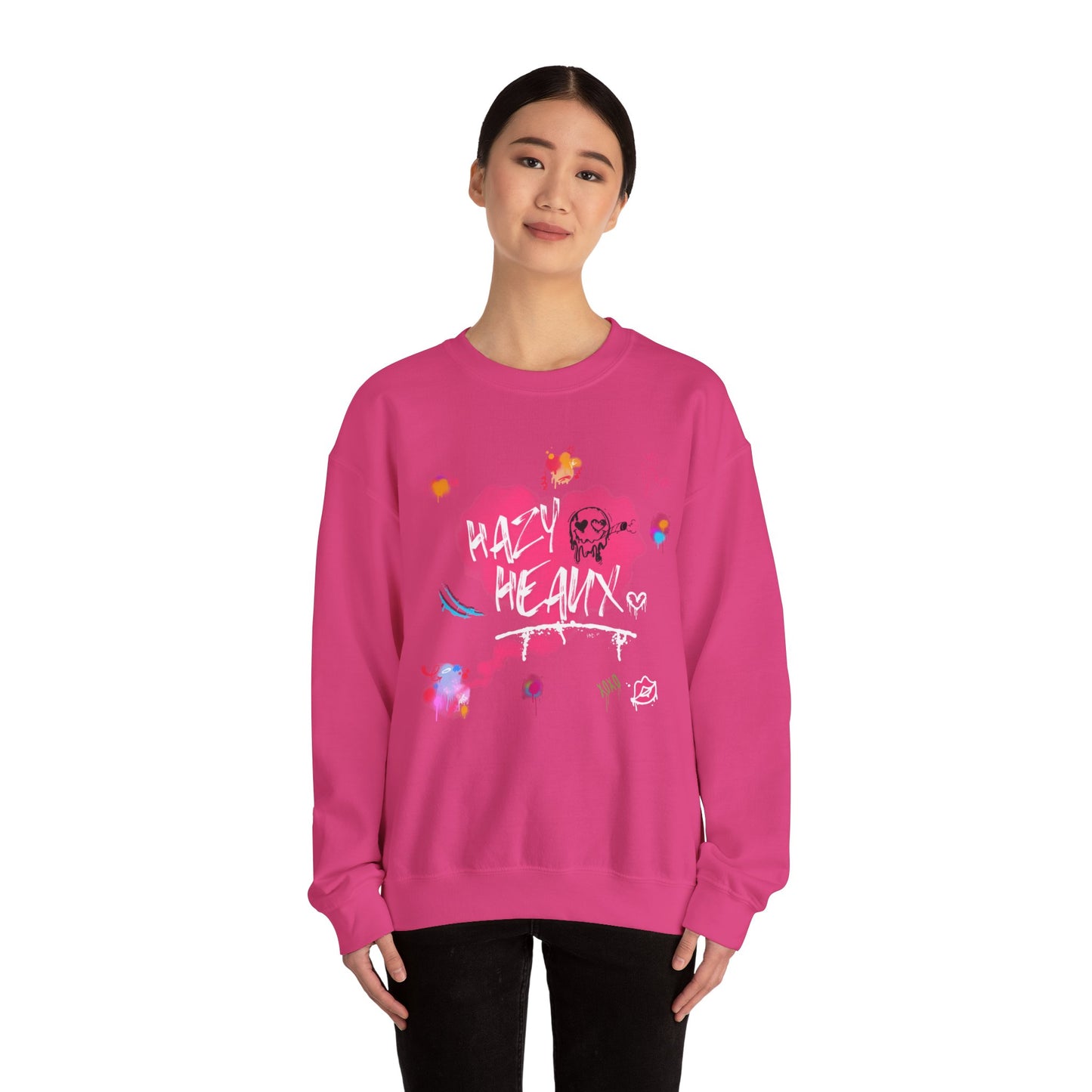 Graffiti Crewneck Sweatshirt - 'Hazy Heaux' Urban Style - Unisex Heavy Blend™