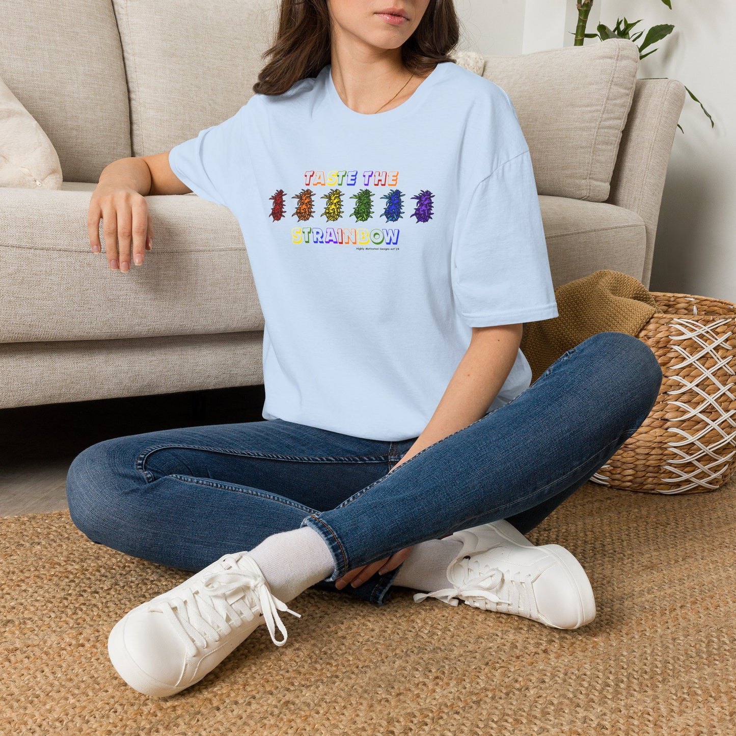 "PRIDE" Taste The Strainbow T-Shirt | Rainbow Graphic Tee | Colorful LGBTQIA+ Pride Shirt | Retro Festival Streetwear | Highly Motivated Designs
