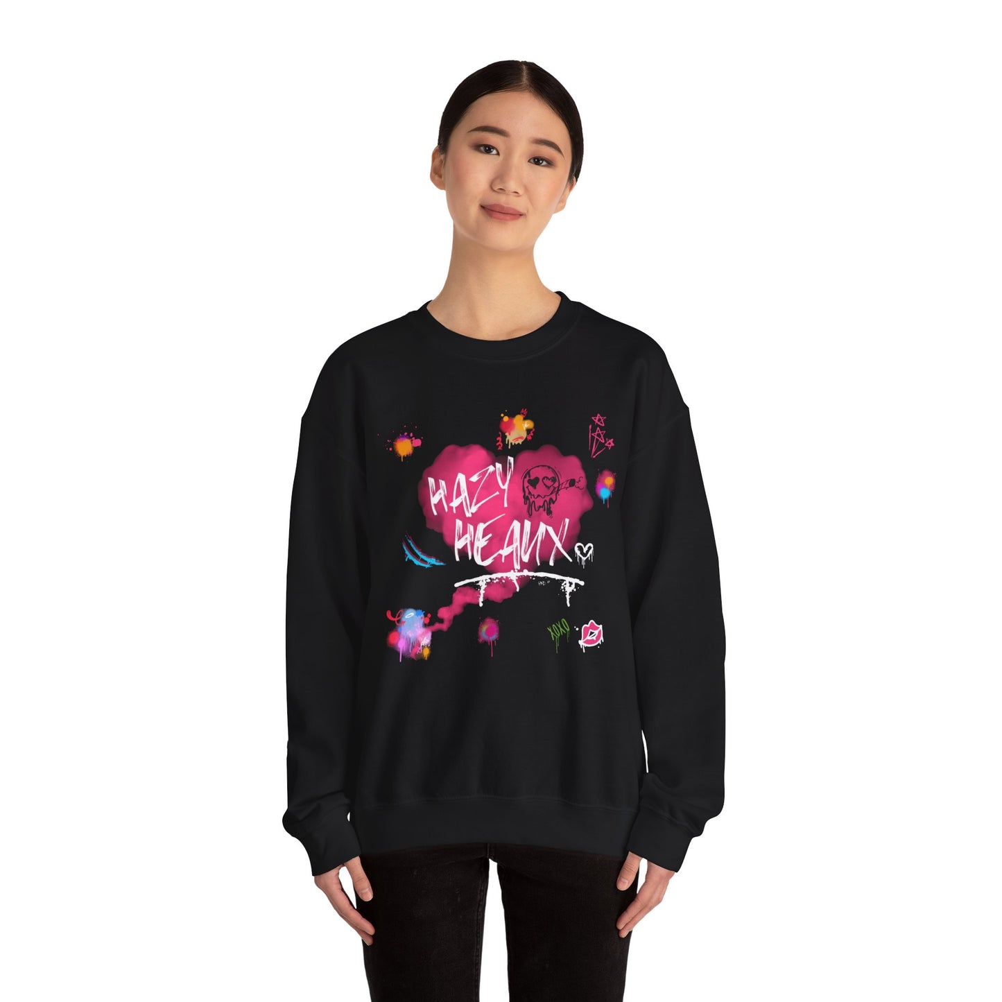 Graffiti Crewneck Sweatshirt - 'Hazy Heaux' Urban Style - Unisex Heavy Blend™