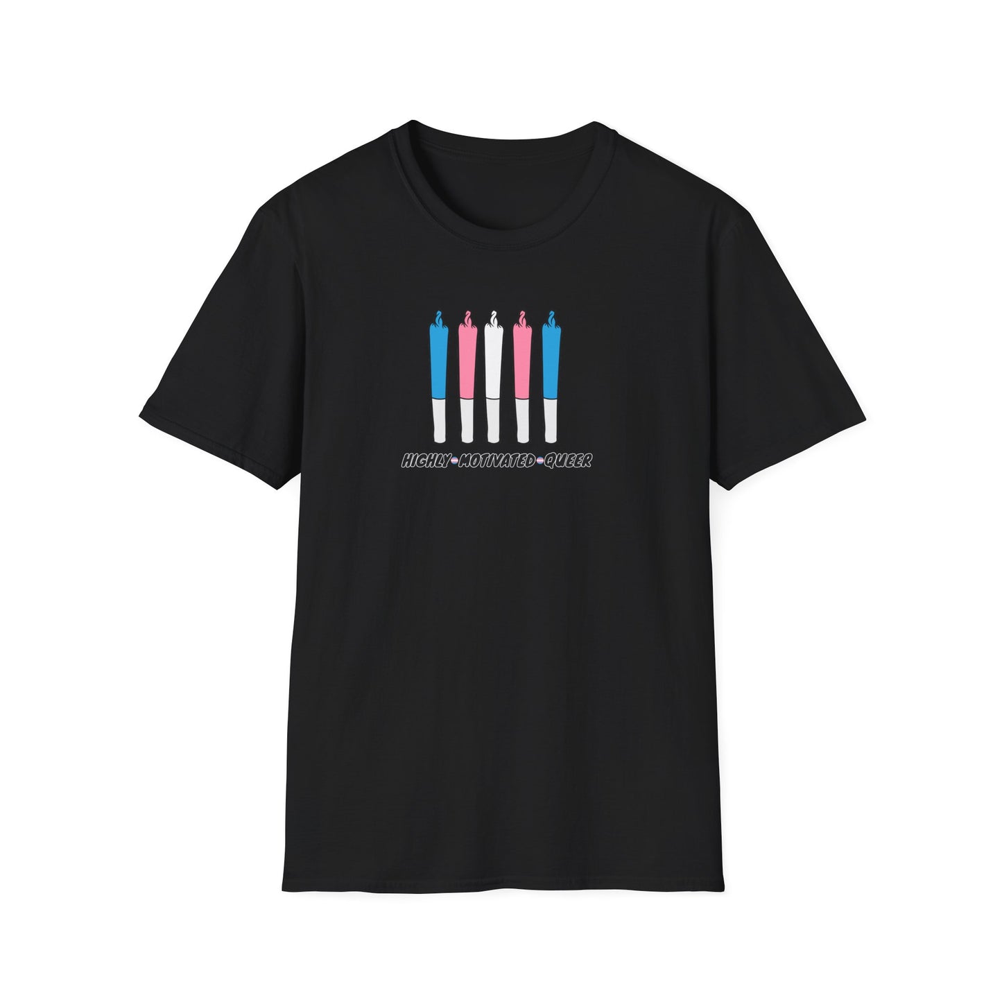 "PRIDE" Highly Motivated Queer Trans Pride T-Shirt | Trans Flag Graphic Tee | LGBTQIA+ Rainbow Streetwear Shirt | Pride Collection Apparel | Highly Motivated Designs