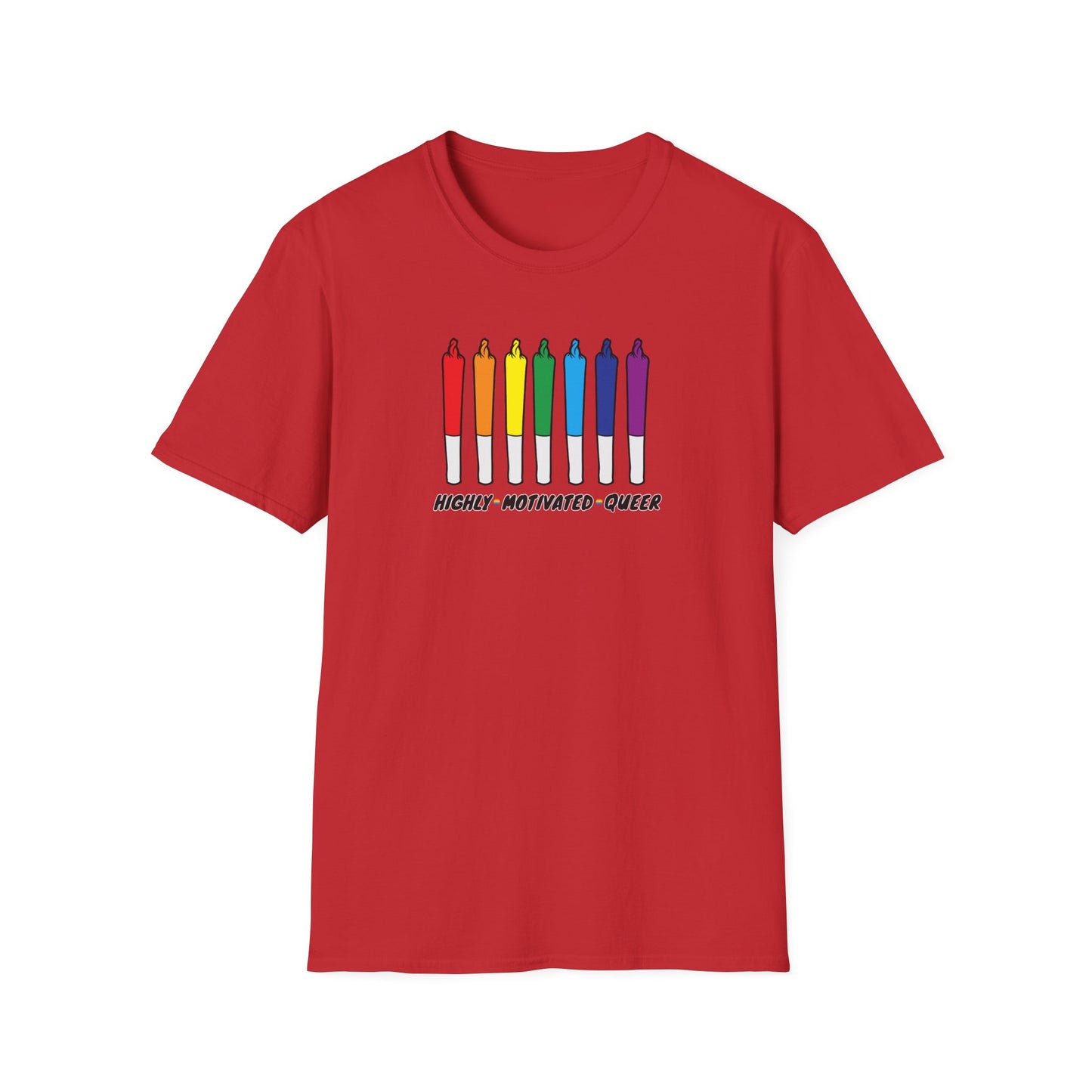 "PRIDE" Highly Motivated Queer T-Shirt | LGBTQIA+ Rainbow Graphic Tee | Colorful Unisex Streetwear Shirt | Pride Month Apparel | Highly Motivated Designs