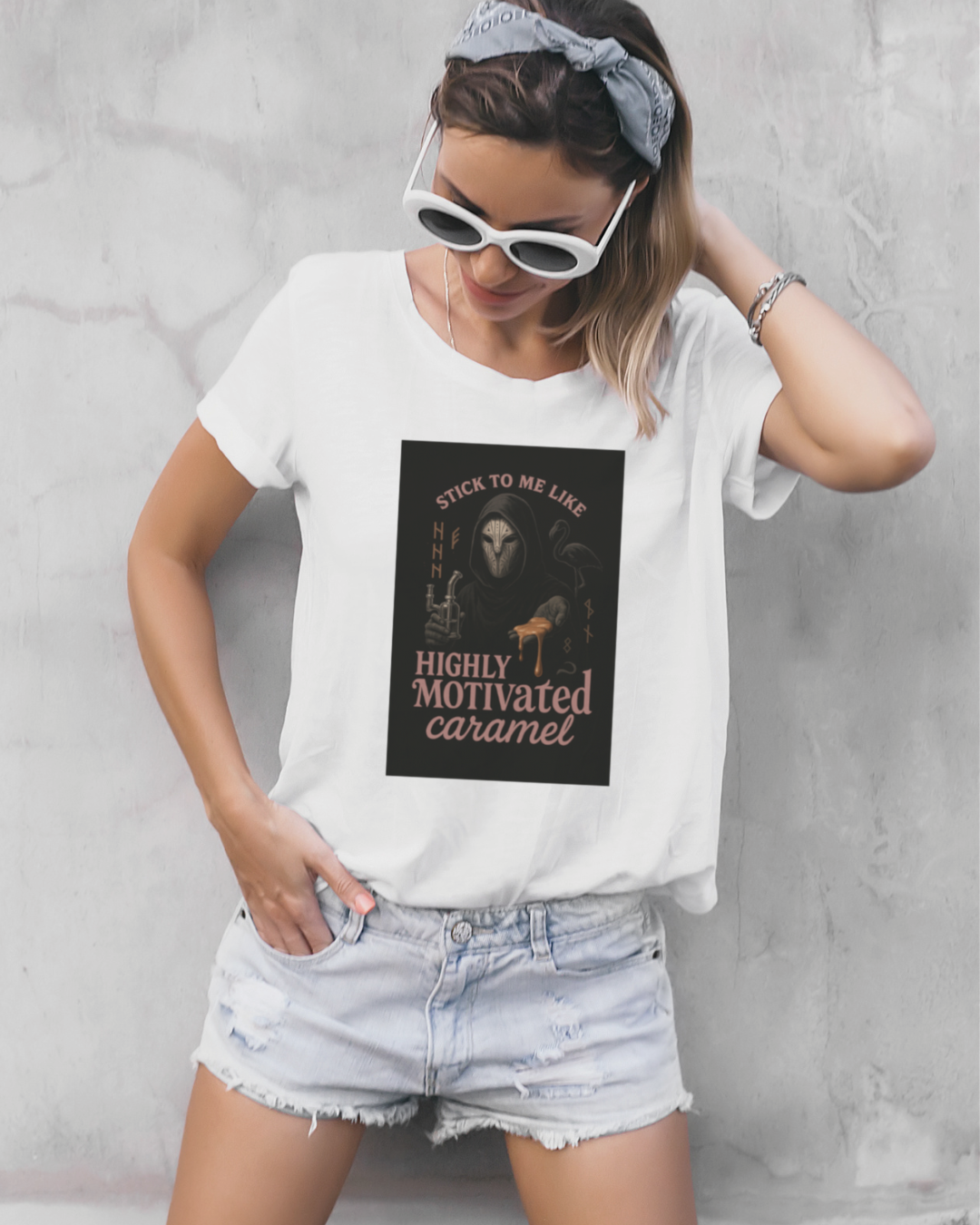 Stick to Me Like Highly Motivated Caramel – Sleep Token-Inspired Dab T-Shirt