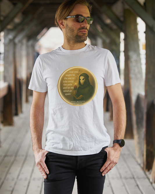 Highly Motivated Worshiper “Emergence” Tee – Sleep Token-Inspired Cannabis Art Tshirt